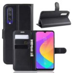 Litchi Skin Leather Wallet Stand Cell Phone Case for Xiaomi Mi CC9e/Mi A3 – Black