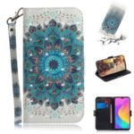 Light Spot Decor Pattern Printing Wallet Stand Leather Protective Phone Case Cover for Xiaomi Mi CC9e / Mi A3 – Blue Flower