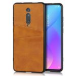 Dual Card Slots PU Leather Coated PC Hard Protection Phone Case Covering for Xiaomi Redmi K20 / Mi 9T/ K20 Pro / Mi 9T Pro – Brown