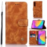 Retro Premium PU Leather Wallet Shell Casing with Stand for Xiaomi Mi CC9 / CC9 Meitu Edition – Brown