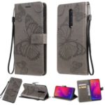 Imprint Butterfly Leather Wallet Case for Xiaomi Redmi K20 / Mi 9T / Redmi K20 Pro / Mi 9T Pro – Grey