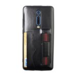 Card Holder PU Leather Mobile Casing with Strap for Xiaomi Redmi K20 / Mi 9T / K20 Pro / Mi 9T Pro – Black