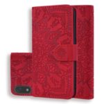 Imprint Mandala Flower Stand Wallet Leather Case Shell Cover for Xiaomi Redmi 7A – Red