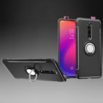 Carbon Fiber Magnetic Car Mount Ring Holder Kickstand TPU + PC Hybrid Covering for Xiaomi Redmi K20/Mi 9T/K20 Pro/Mi 9T Pro – Black