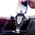 Air Vent Gravity Moblie Phone Navigation Bracket Universal Metal Car Phone Holder – Silver