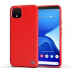 Stripe Texture TPU Protective Phone Case Covering for Google Pixel 4 – Red
