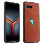 Leather Coated TPU Case Shell for Asus ROG Phone II ZS660KL – Brown