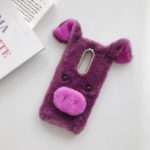 Rhinestone Decor Fluffy Fur Coated TPU Phone Shell for OnePlus 7 Pro – Purple