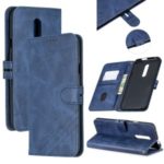 PU Leather + TPU Wallet Stand Phone Shell for OnePlus 7 Pro – Blue