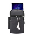 Denim Canvas Washable Zipper Phone Pouch Waist Bag, Internal Size: 10 x 17 x 2.5cm – Black