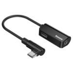 BASEUS L45 Type-C Male to C + 3.5mm Jack Aux Audio – Black