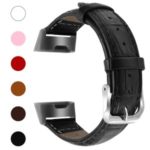 Crocodile Texture Genuine Leather Smart Watch Band for Fitbit Charge 2 – Black