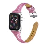 Flash Powder Genuine Leather Smart Watch Band with Buckle for Apple Watch Series 4 40mm/Series 3/2/1 38mm – Pink