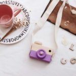 Kids Children Wood Camera Toy Cute Wooden Camera Christmas Xmas Birthday Gift with Neck Lanyard
