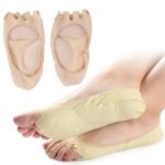 Sweat Absorption Thin Five Toes Compression Socks for Foot Care Massage – Beige