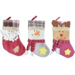 3pcs/set Christmas Decoartions Hanging Stockings Santa Snowman Reindeer Gift Candy Bags – #2