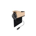 Double USB Port Multifunction Leather Catcher Box Car Seat Cup Storage Organizer – Beige/Driving Seat + Passenger Seat