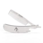 Foldable Beard Comb Portable Stainless Steel Beard Shaping Styling Comb Hair Trimmer – Silver