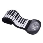 61 Keys MIDI Roll Up Piano Electronic Silicon Keyboard Support BT Connection 1200mA Li-ion Battery Built-in Stereo Speaker Record Sustain functions – Black / US Plug