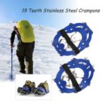 For Outdoor Ski Ice Snow Hiking 19 Teeth Stainless Steel Crampons Nylon Strap Non-slip Shoes Cover