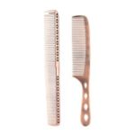 2Pcs Salon Hair Comb with Scale Professional Barber Hairdressing Steel Comb Metal Hair Cutting Comb – Gold
