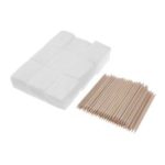900Pcs Nail Cotton Wipes UV Gel Nail Tips Polish Remover Lint Paper Pad + 100Pcs Wood Sticks