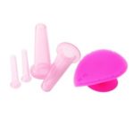 5Pcs Silicone Face Eye Cupping Jar Set Facial Lifting Massage Cups With Cleansing Brush Facial Cups – Pink