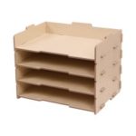 For Office School Home 4 Layers Wood Desk File Organizer Document Holder Letter Tray