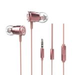 3.5mm Wired In-Ear Stereo Music Headphones Metal Earpiece In-line Control Earphone with Microphone – Rose Gold