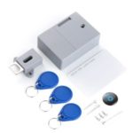 Battery RFID IC Card Sensor Cabinet Drawer Intelligent SmartLock Digital Lock without Perforate Hole – White