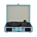 Turntable With Speakers Vintage BT Phonograph USB Interface Record Player Stereo Sound – Blue /US Plug