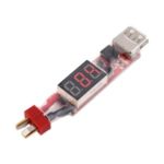 2S-6S Lipo Battery Voltage Checker Tester T Plug to USB Power Converter Charger Adapter LCD Display – Red