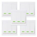 5PCS eWeLink Push Buttons 433MHz Wireless RF Remote Control Transmit 3 Gangs 86 Type ON/Off Switch Panel with Stickers for Home – White / 5PCS / 3 Channels