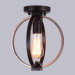 Vintage Industrial Flush Mount Light Fixture Metal Spherical Ceiling Lamp Holder Socket