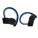 CALDECOTT TWS-3 Earhook Bluetooth 5.0 TWS Headset with Charging Bin – Blue