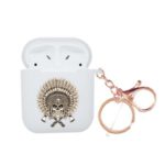 NXE  Rhinestone Decor Pattern Printing Matte TPU Case for Apple AirPods with Wireless Charging Case (2019) / AirPods with Charging Case (2019) (2016) – Gold Skull