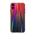 Gradient Color Laser Carving Tempered Glass Back + PC + TPU Phone Shell Casing for iPhone XS Max 6.5 inch – Red/Black