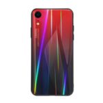 Laser Carving Tempered Glass Back + PC + TPU Phone Gradient Color Case for iPhone XR 6.1 inch – Red/Black