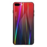 Gradient Color Laser Carving Tempered Glass Back + PC + TPU Phone Shell for iPhone 8 Plus/7 Plus 5.5 inch – Red/Black
