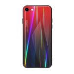 Gradient Color Laser Carving Tempered Glass Back + PC + TPU Phone Case for iPhone 8/7 4.7 inch – Red/Black