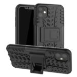 Cool Tyre Pattern PC + TPU Hybrid Case with Kickstand for iPhone 11 6.1 inch – All Black