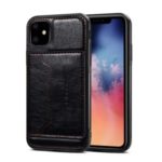 Crazy Horse Texture Leather Phone Case Cover with Card Holder Kickstand for iPhone 11 6.1-inch – Black
