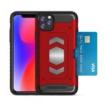 PC + TPU Combo with Card Holder Cover for iPhone 11 Pro 5.8 inch – Red