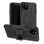 Cool Tyre Pattern PC + TPU Hybrid Phone Cover with Kickstand for iPhone 11 Pro Max 6.5 inch (2019) – All Black