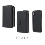 Detachable 2-in-1 PU Leather Shell Zipper Wallet Phone Case for iPhone XS/X 5.8 inch – Black