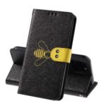 Bee Pattern Silk Texture Leather Wallet Stand Case for iPhone 11 Pro 5.8-inch – Black