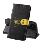 Bee Pattern Silk Texture Leather Wallet Stand Phone Protective Case for iPhone 11 6.1 inch – Black