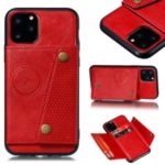 PU Leather Coated Built-in Vehicle Magnetic Sheet TPU Shell for iPhone 11 Pro Max 6.5 inch – Red