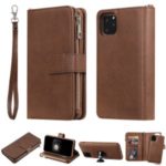 TPU + Zipper Wallet Leather Flip Casing for iPhone 11 Pro Max 6.5 inch – Brown