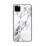 Marble Texture Tempered Glass + PC + TPU Hybrid Case for iPhone 11 6.1 inch (2019) – White